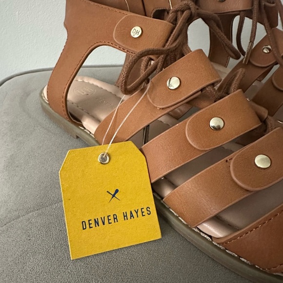 Denver Hayes Brown Leather Gladiator Sandals - Picture 3 of 7